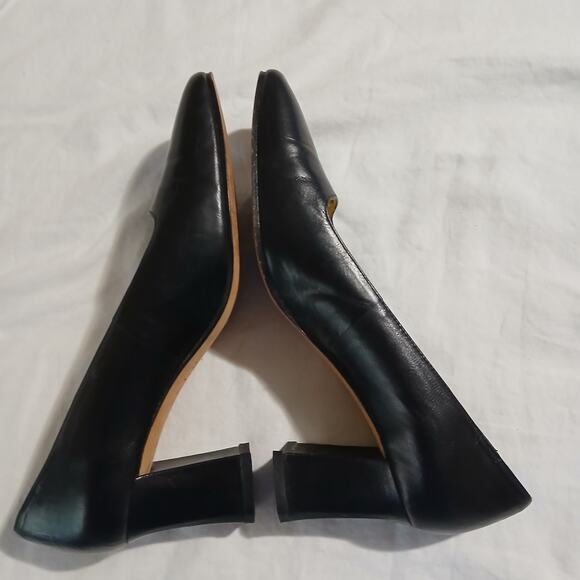 VTG Ann Marino 6 1/2 Black Leather Square-Toe 3" Heel Block Heel Classic - Picture 8 of 14
